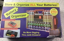 Battery Organizer Double-Sided Holds 270 Batteries Built-In Tester NIB