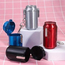 Metal Ashtray With Key Chain Mini Pocket Portable Ash Holder Cylinder With Lid