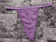 VICTORIA'S SECRET M PURPLE 100 COTTON LOGO BAND VINTAGE RARE V STRING PANTIES