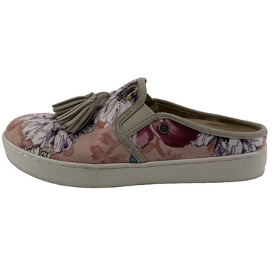Spenco Celine Floral Canvas Slip On Slide Mules with Tassels Size 9