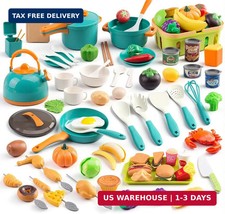 120Pcs Mini Play Kitchen Accessories, Kids Pretend Cooking Playset with Desserts
