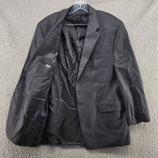 CHAPS Ralph Lauren Mens Charcoal Pinstripe Wool Blazer Jacket 2 Button 44L