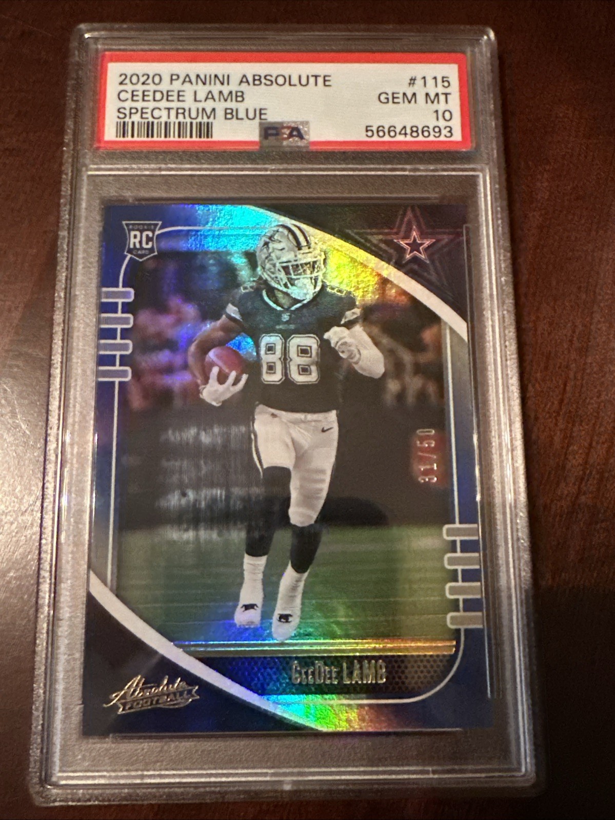 2020 PANINI ABSOLUTE Blue Spectrum #115 CEEDEE LAMB 31/50 PSA 10 Color Match