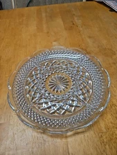 Vintage Clear Glass Chip and Dip Veggie Divided Dish 10.5” Diameter