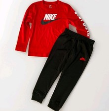 Nike Boy 2-piece Fleece Pants Set  t-shirt 2pc Set Size 4 6 7 Gray Black