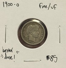1900-O Barber Dime F+/VF ~Better Date!~