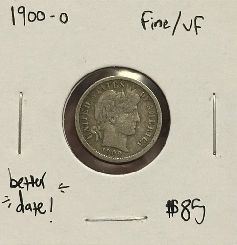 1900-O Barber Dime F+/VF ~Better Date!~