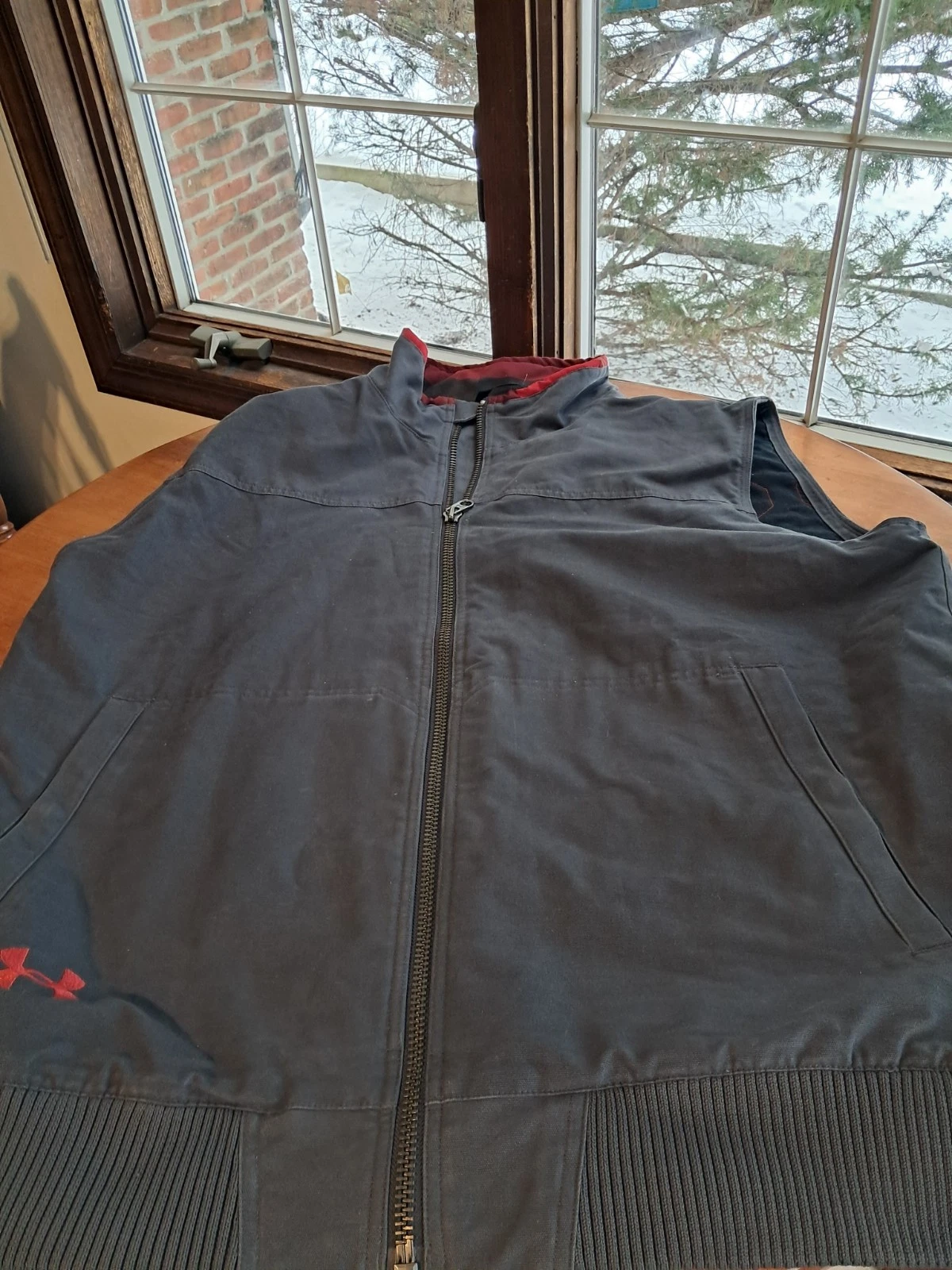 Under Armour UA Vest Mens 2xl Gray Canvas Insulated Quilted Lined Full Zip