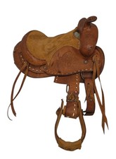 Youth Roughout Western Saddle 11" Kids Ranch Training Horse Tack READ 