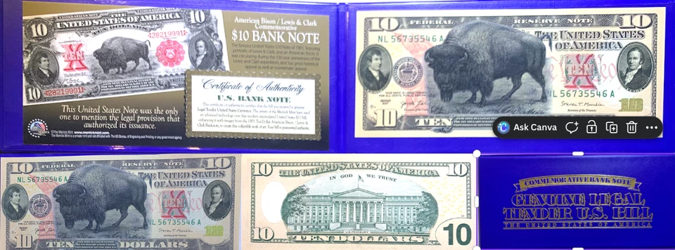 U.S. 2017 $10 Legal Tender – 1901 Bison / Lewis & Clark Design - Image 2 of 4