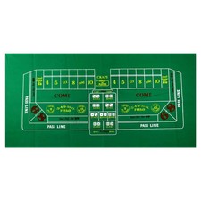 Craps Table Top Felt Layout - 36" x 72" x (Rectangular), Green 