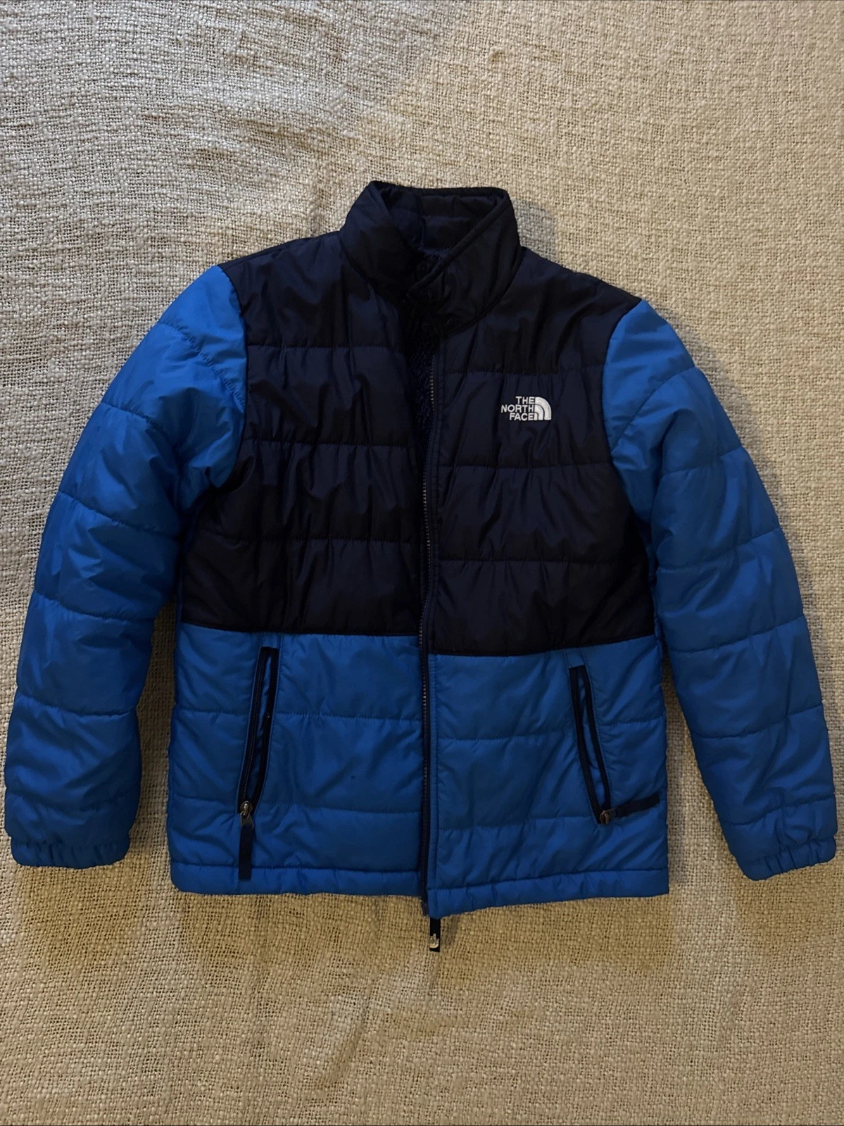 The North Face Down Jacket Boys Large Blue Reversible Insulated Quilted Puffer
Opens in a new window