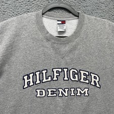 Tommy Jeans Hilfiger Sweatshirt Mens XL Gray Crewneck Pullover Logo Script