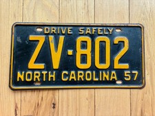 1957 North Carolina License Plate