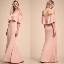 BHLDN Anthropologie Dara Off The Shoulder Maxi Dress Pink Size 4 wedding chic