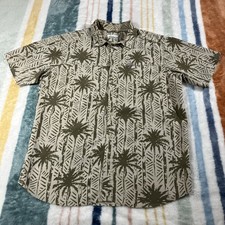 Columbia PFG Camp Shirt Mens Medium Fishing AOP Hawaiian Modal Palm Trees 957