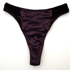 NEW Victoria's Secret VTG Second Skin Satin Velvet High Cut Thong Panty MEDIUM
