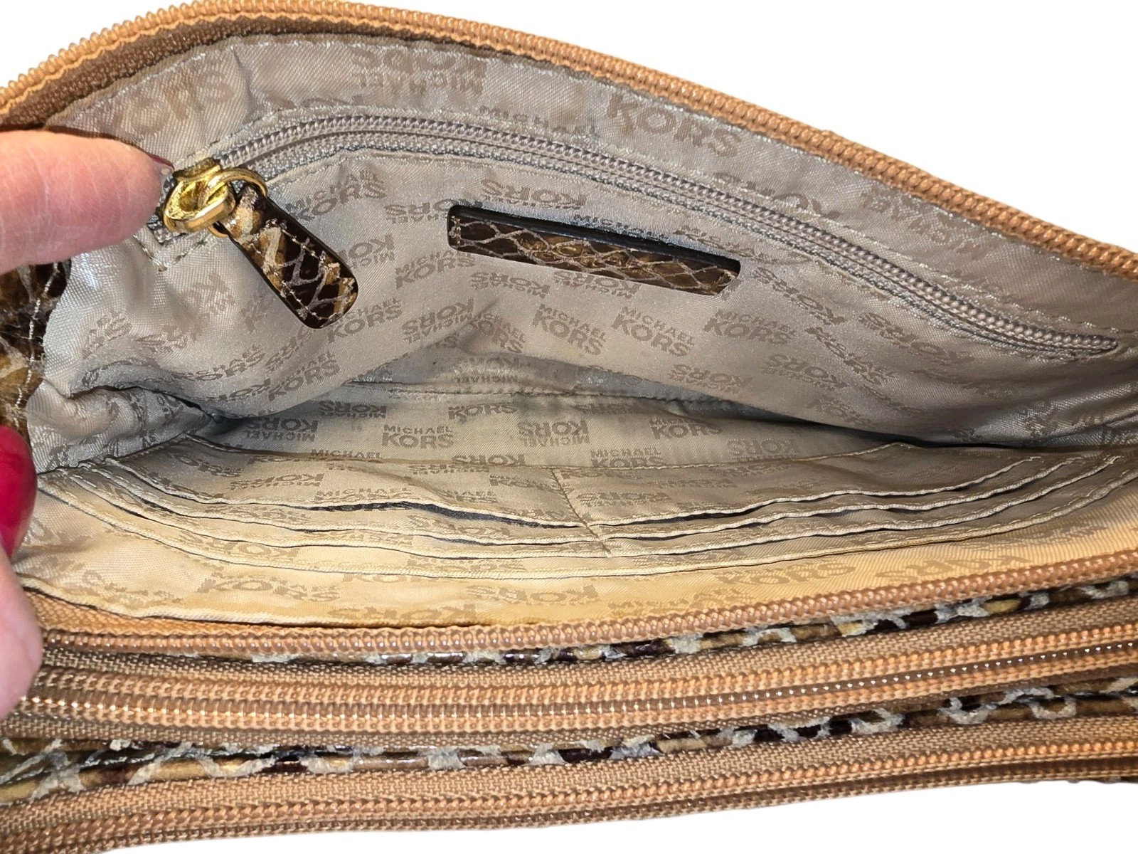 Michael Kors Bedford Gusset Python Embossed Leath… - image 13