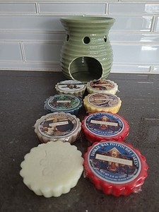 Yankee Candle Tan Wax Melt Warmer Tealights Wax Tarts & 8 Tarts