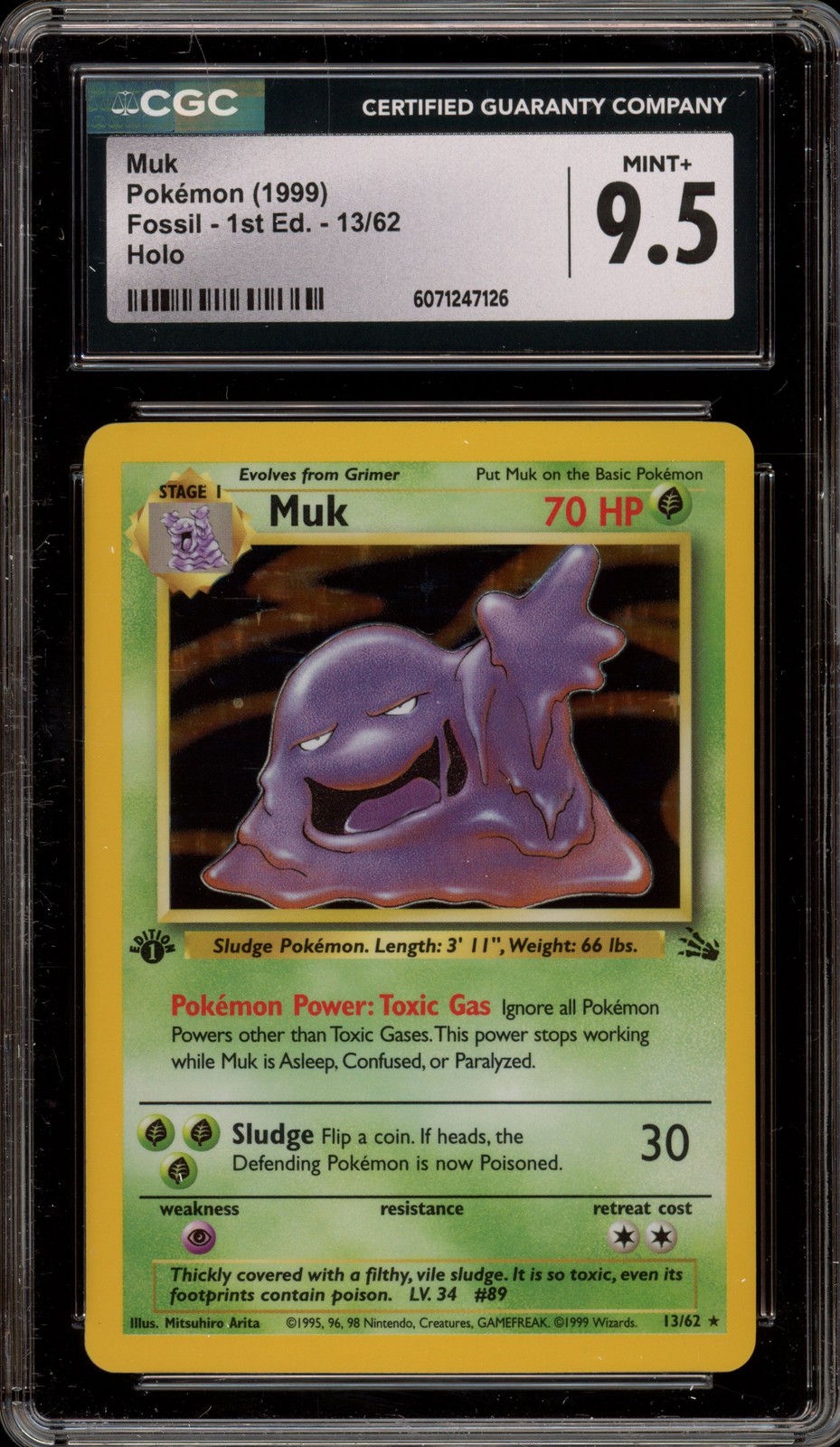 Pokemon Muk Fossil 1st Edition Holo Rare #13 CGC 9.5
