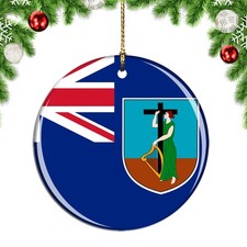 Montserrat Flag Round Christmas ornament city travel souvenir
