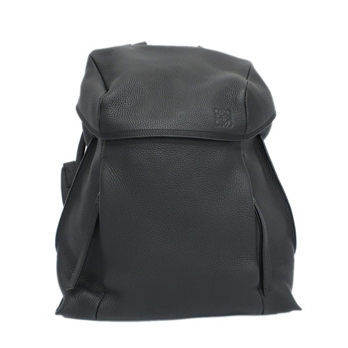 Loewe T Backpack Leather Black Shoulder Bag Silver Hardware Women's #UDB719