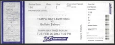 Tampa Bay Lightning vs Buffalo Sabres February 26 2013 ticket stub