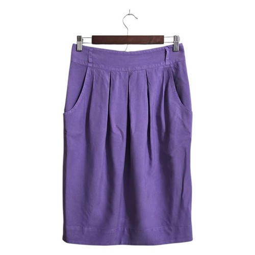 Byblos, Byblos Vintage Italian Silk Pleated Straight Mini Skirt In Purple Sz 10