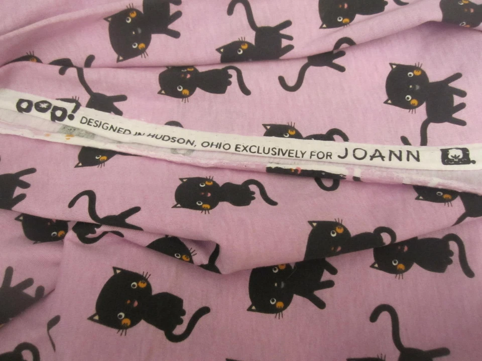 Halloween Fabric Stretch Knit  JoAnn's Black Cats on Light Purple 25"x 58" - Image 2 of 4