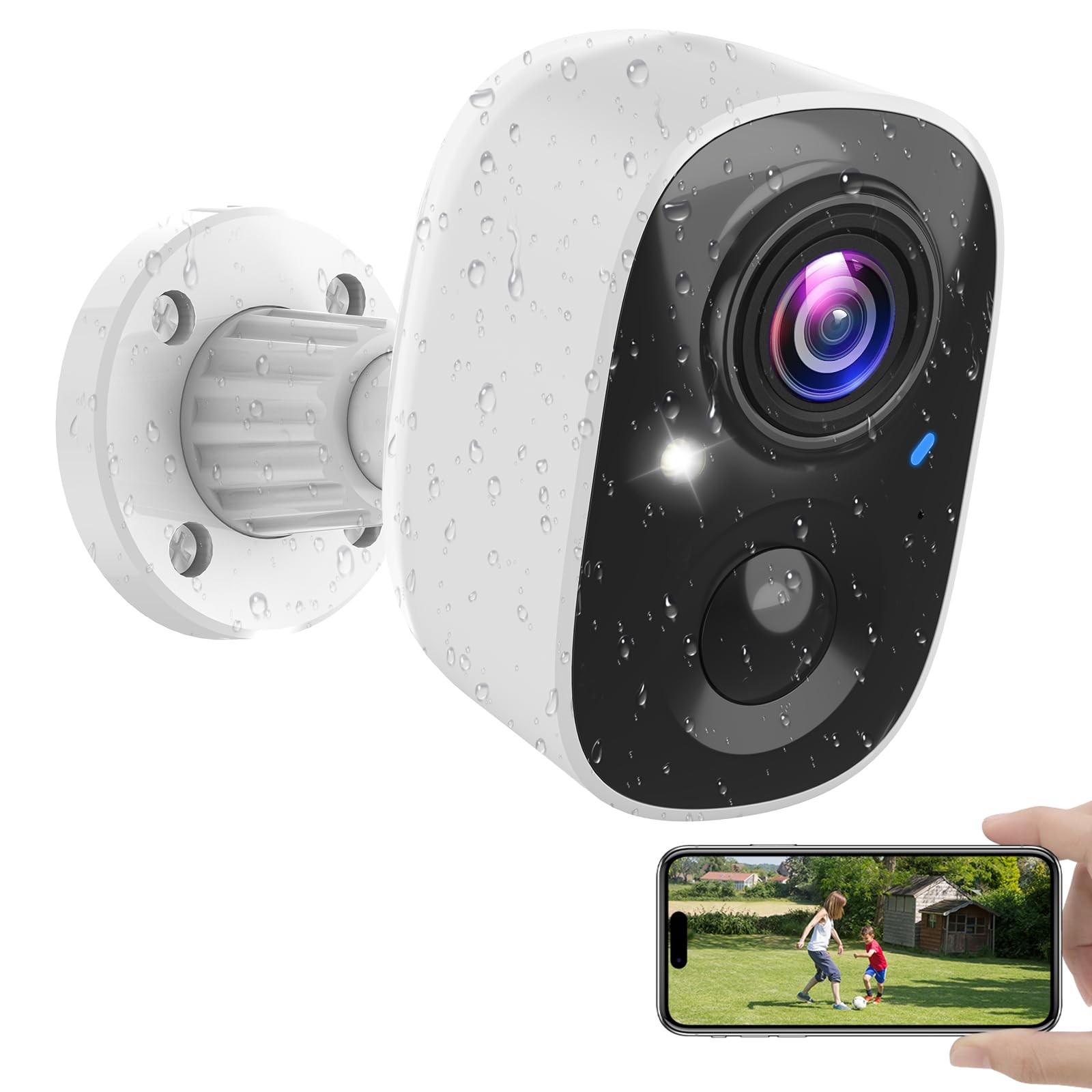Wireless Outdoor Indoor, 2k Battery Powered Wifi Camera For 