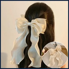Fashion Chiffon Bow Hair Clips Blue Shining Satin Bowknot Hair Clips Ribbon Bow