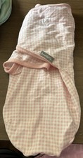 New Baby Swaddle Me Swaddle Pink  White Checked Adjustable Cotton Small/Medium