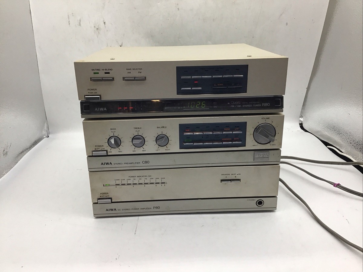 AIWA Vintage AM/FM Stereo Tuner, Amp, Preamp 80 Series Power