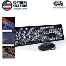 Easy-View Wireless Keyboard  Mouse Set - Perfect for Seniors and Low Light