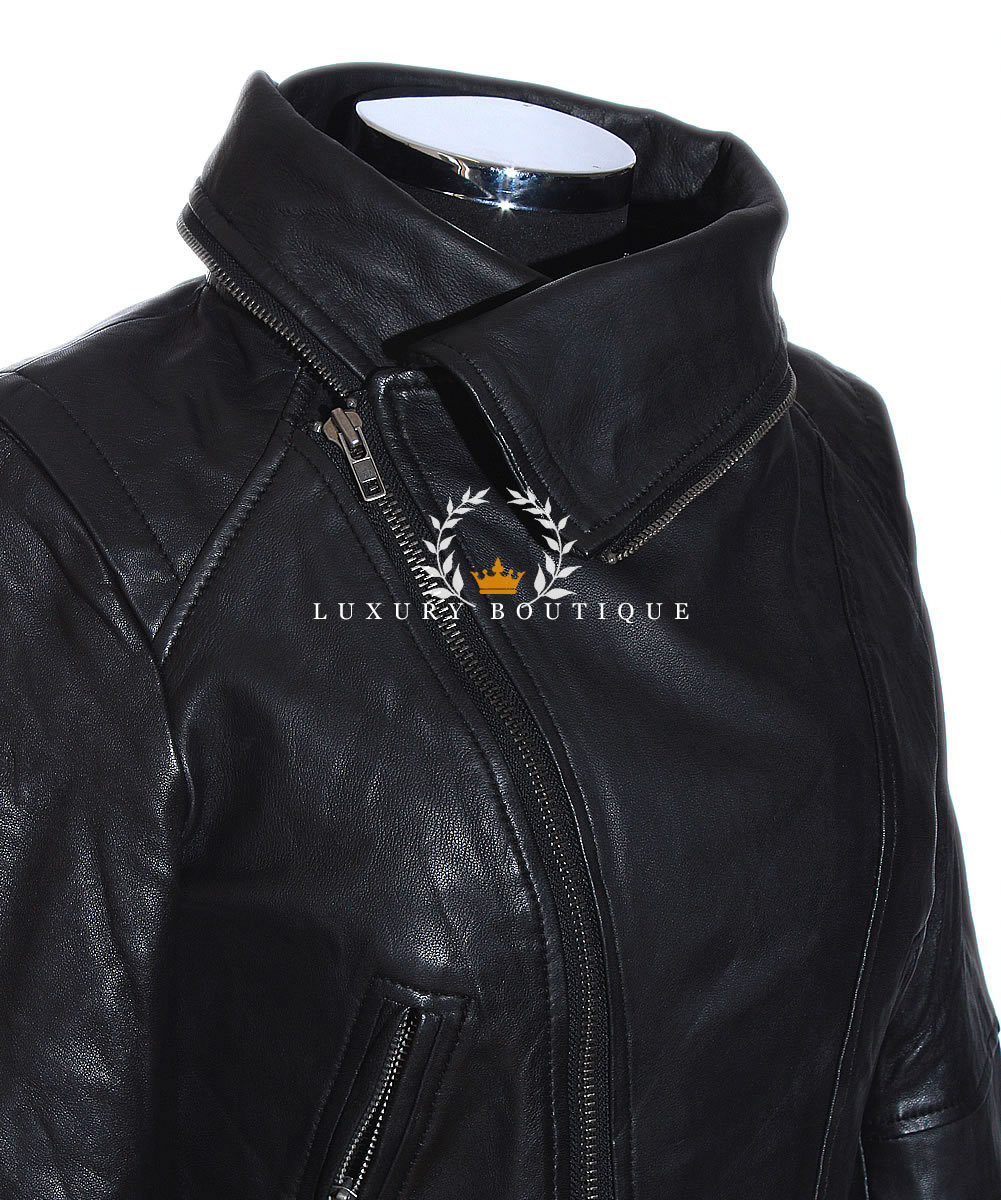 Veste En Cuir D'agneau Anita Noir - Style Biker - Taille Regular - Neuf Avec étiquettes - Marque L.b