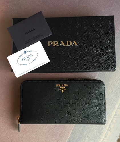 Portafoglio donna PRADA 1ML506 pelle saffiano nero lettering wallet black  woman | eBay