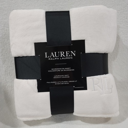 Ralph Lauren Hollywood Cream Luxury Micromink Blanket Full / Queen 90”x90"