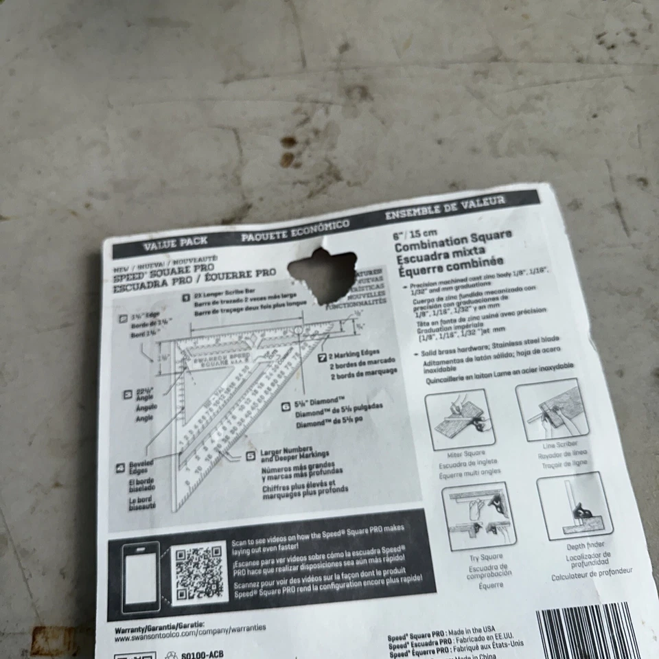 Speed Square Layout Tool with Blue Book and Combination Square Swanson S0100-ACB - Image 2 of 2