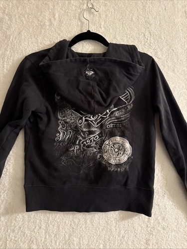 Roxy Hooded Pullover Sweatshirt Womens Size Small, Black, Front Pockets - Picture 6 of 8