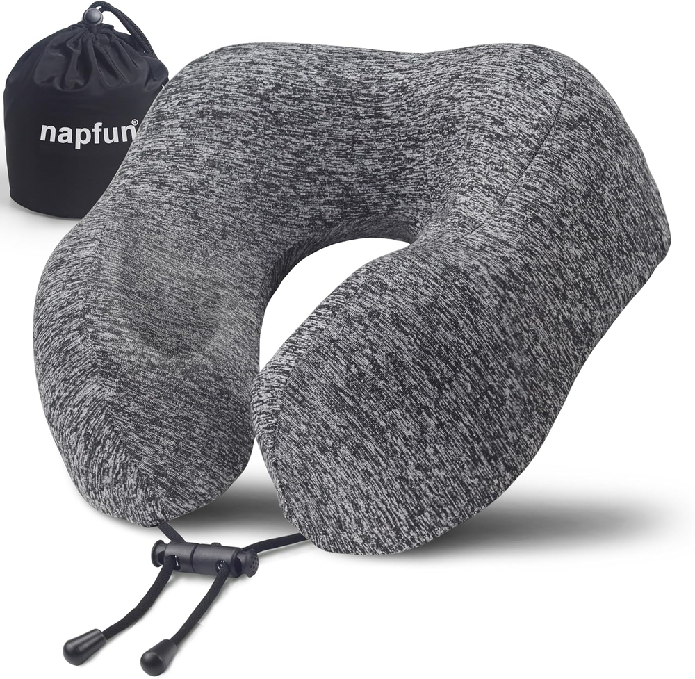Premium Memory Foam Travel Pillow for Airplane Comfort and Neck Support