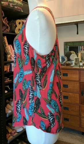 AMERICAN RAG CIE Tank Top Racer Back Feathers L - Picture 2 of 7