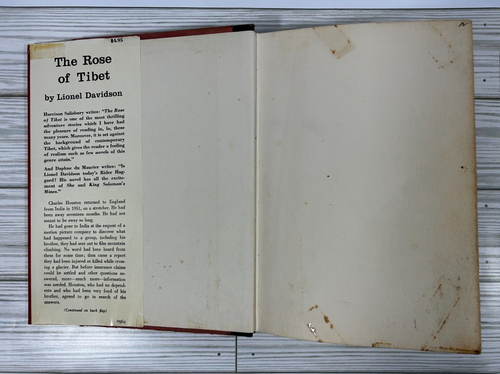 Lionel Davidson THE ROSE OF TIBET 1st Edition Early 1962 Oklahoma Library Book - Picture 5 of 11