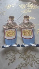 Fitz and Floyd Essentals Grill King Grillin and Chillin Hamburger Platters Set 2