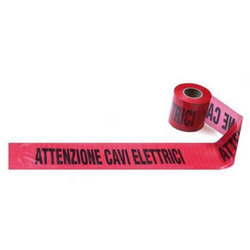 Nastro segnaletico rosso cavi elettrici cm 10x200 mt in polietilene per lavori
