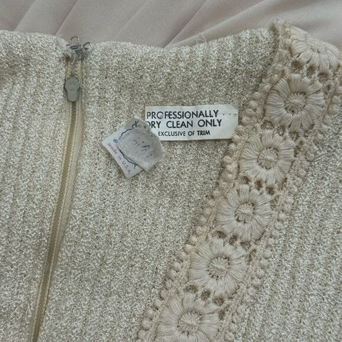 Vintage Union Made in USA Eggshell Yellow Cottagecore Crochet Maxi Dress - Picture 8 of 11