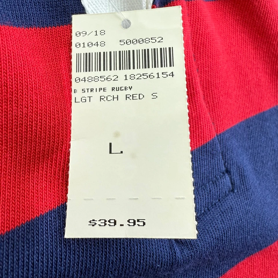 Lands End Shirt Boys Large 14/16 Rugby Red Blue Striped $40 MSRP - Image 4 of 4