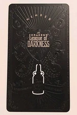 Rare Official Kraken Rum League Of Darkness Solid Metal Membership Card New