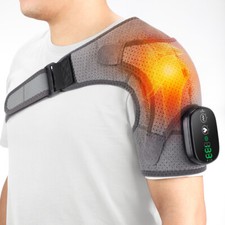 Electric Heated Vibration Shoulder Brace Support Compression Massage Pain Relief