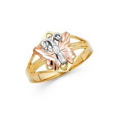 Gold 14K Tri Color Gold Fancy Butterfly Ring