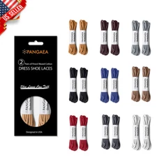[2 Pairs] (4 Laces) Waxed Shoelace for Dress Shoes Laces Oxford Brown Black Red
